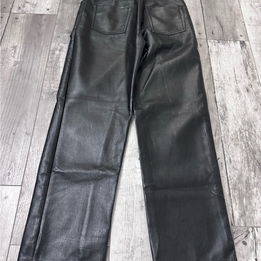Aritzia Wilfred The Melina Full Length Vegan Faux Leather Straight Pants Black 4 - Picture 3 of 12